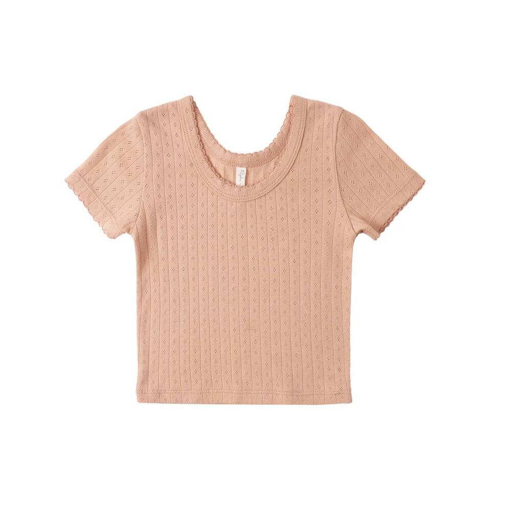 NEW RYLEE + CRU girl's pointelle tee in melon